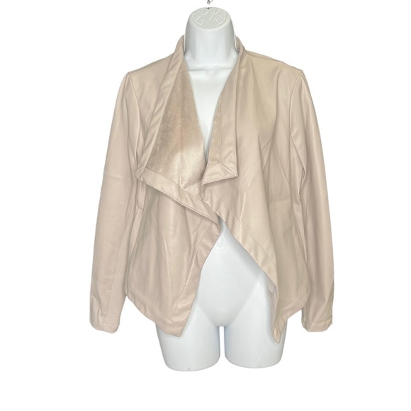 BB Dakota Up to Speed taupe vegan leather waterfall open front jacket size med - Picture 4 of 9